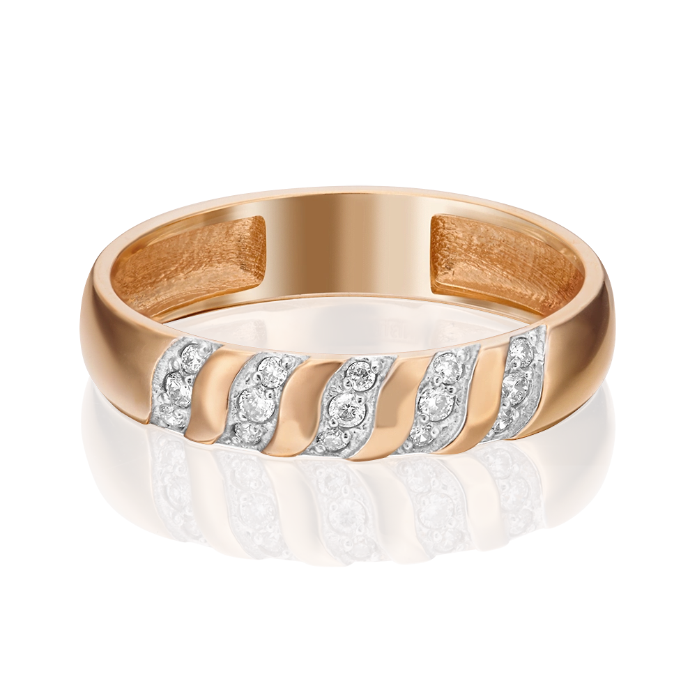 Обручальное кольцо из красного золота с бриллиантами 01-1488-00-101-1110-30