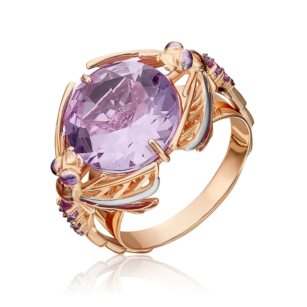 Кольцо «Стрекозы» из красного золота с аметистами и эмалью 01-5412-00-203-1110-46