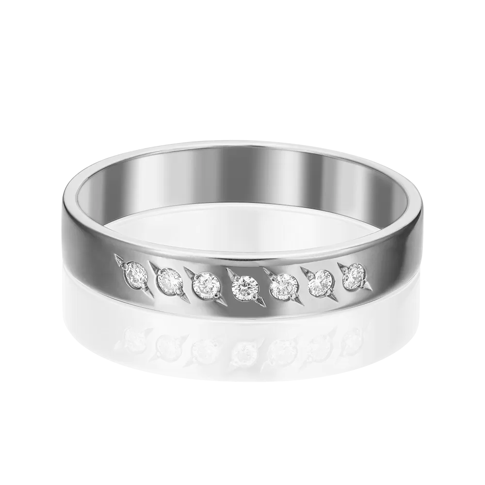 Обручальное кольцо из белого золота с бриллиантами 01-1142-00-101-1120-30