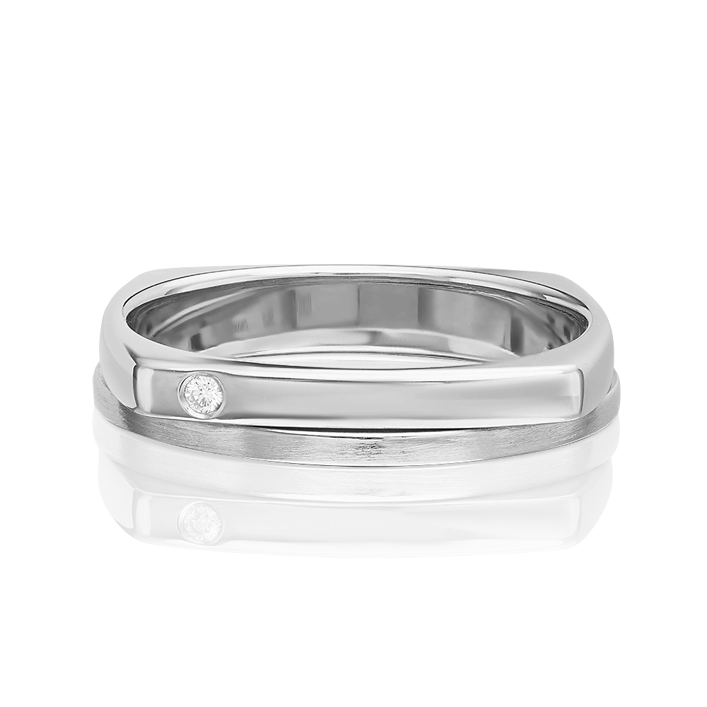 Обручальное кольцо из белого золота с бриллиантом 01-5200-00-101-1120-30
