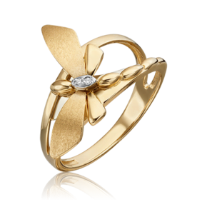 Кольцо «Стрекоза. Ценность настоящего» из лимонного золота c бриллиантами 01-5494-00-101-1121