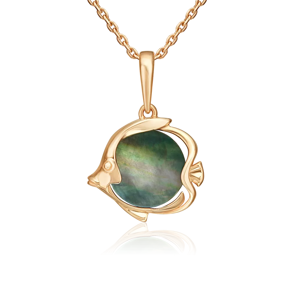 Подвеска «Тропическая рыбка» из красного золота с перламутром 03-3607-00-746-1110