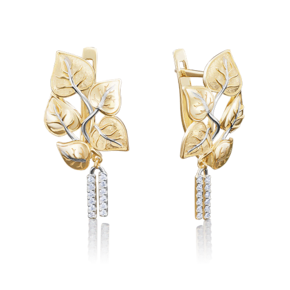 Серьги с английским замком из лимонного золота c фианитами 02-3955-00-401-1130-59