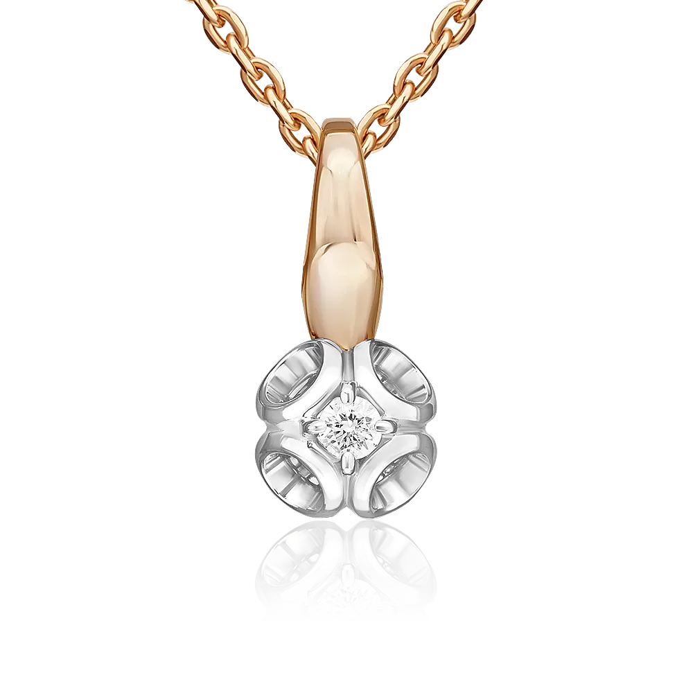 Подвеска из комбинированного золота с бриллиантом 03-3516-00-101-1111