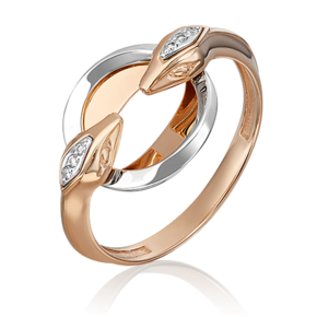 Кольцо из комбинированного золота с бриллиантом 01-5500-00-101-1111