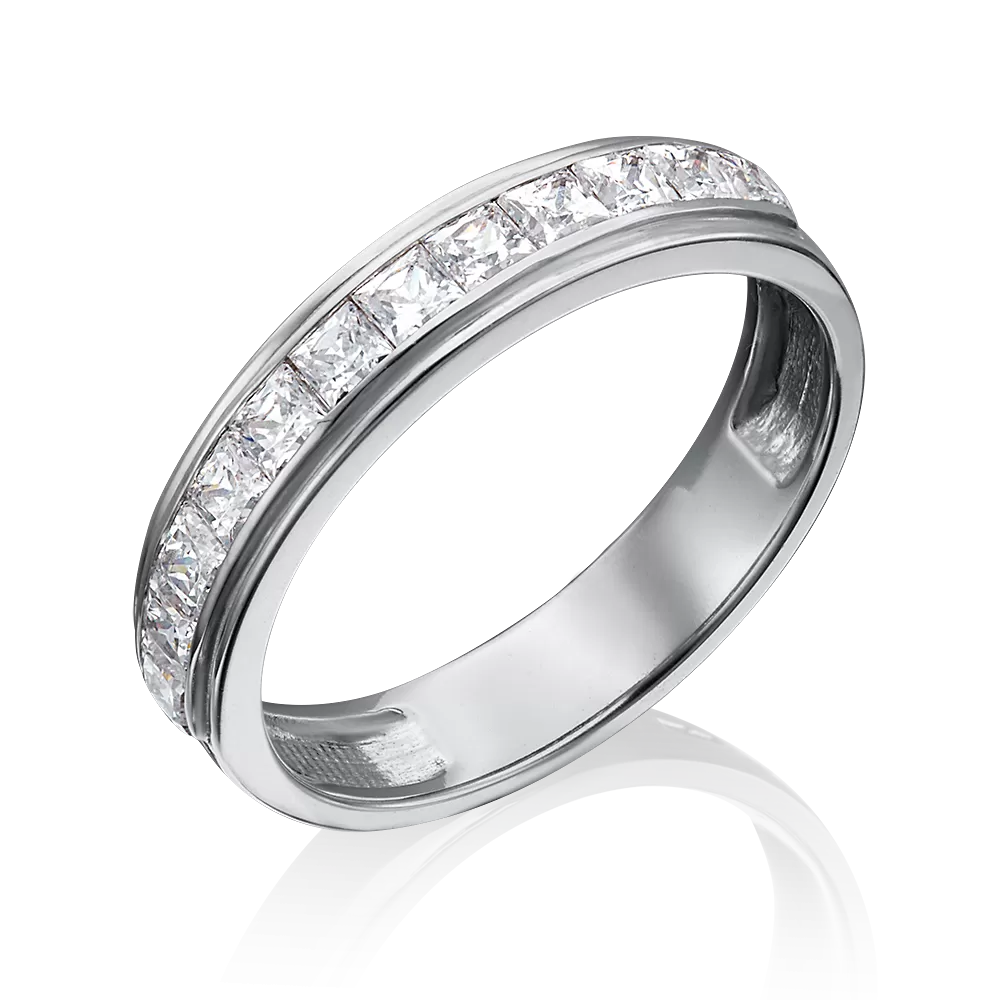 Обручальное кольцо из белого золота с фианитами 01-3660-00-501-1120-38