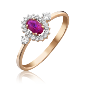 Кольцо из красного золота c рубином и бриллиантами 01-1447-00-107-1110-30