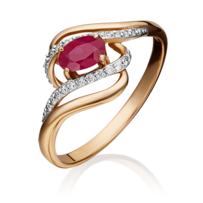 Кольцо из красного золота c рубином и бриллиантами 01-1455-00-107-1110-30