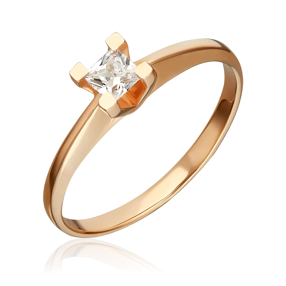 Помолвочное кольцо из красного золота с фианитом 01-4978-00-501-1110-38