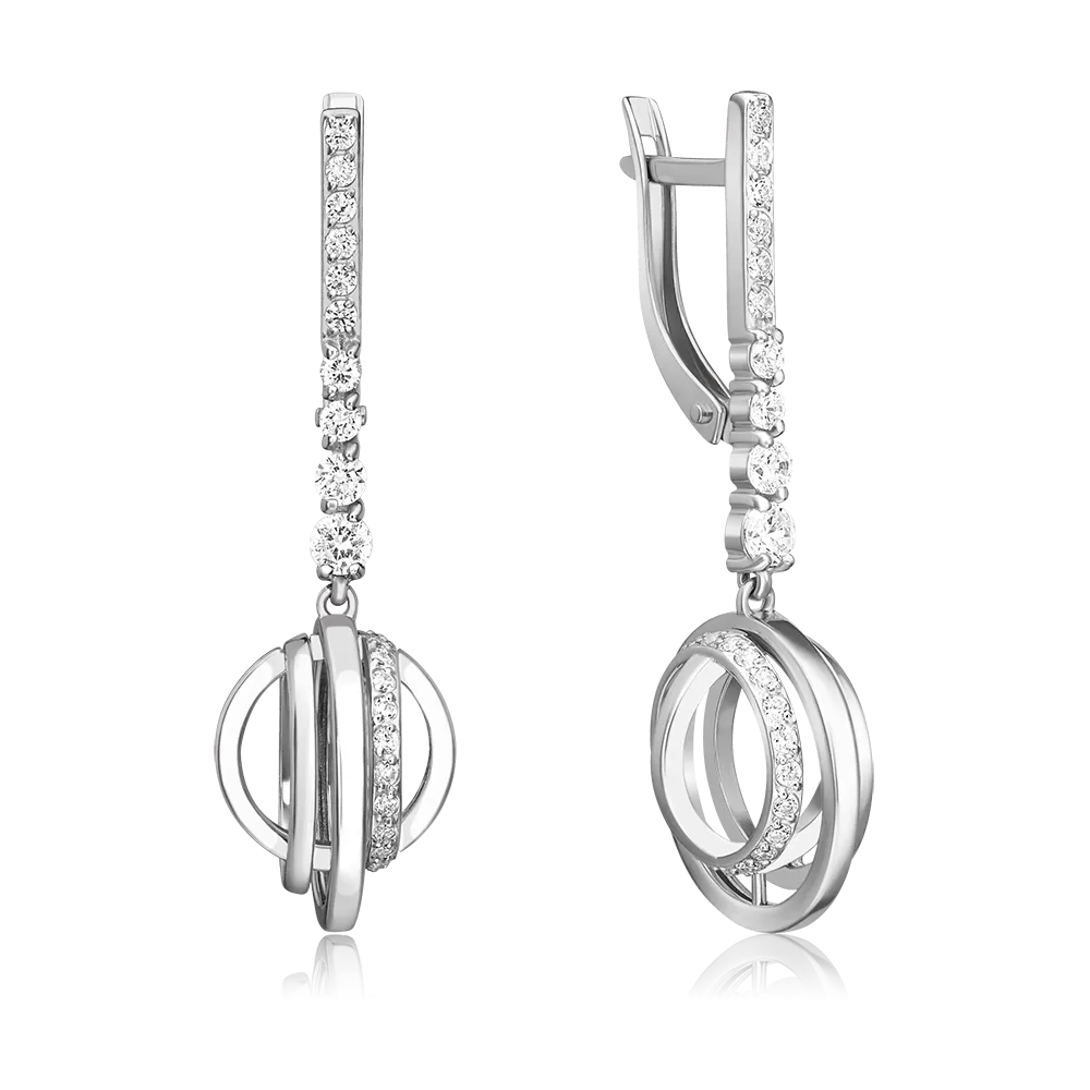 Серьги с английским замком из серебра с фианитами 02-5142-00-401-0200