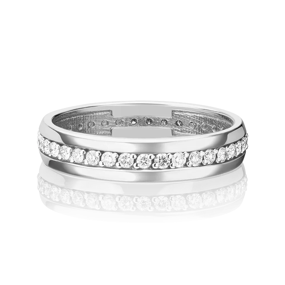 Обручальное кольцо из белого золота с бриллиантами 01-1063-00-101-1120-30