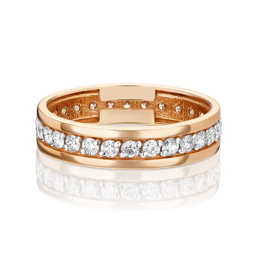 Обручальное кольцо из красного золота с бриллиантами 01-1064-00-101-1110-30