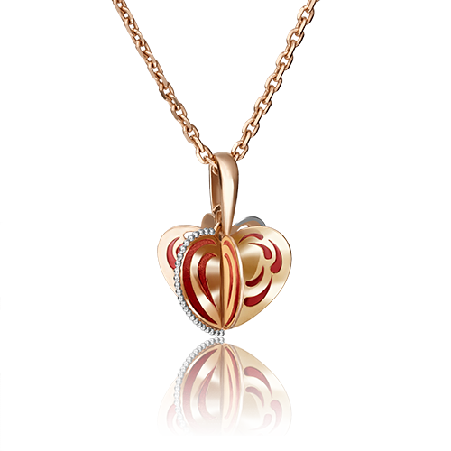 Подвеска «Сердце» из красного золота с эмалью 03-2846-00-000-1110-48