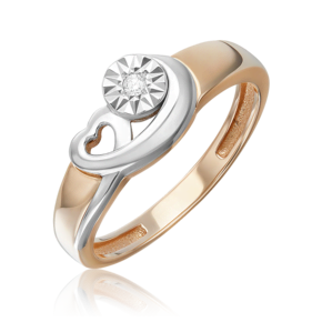 Кольцо из комбинированного золота с бриллиантом 01-5757-00-101-1111