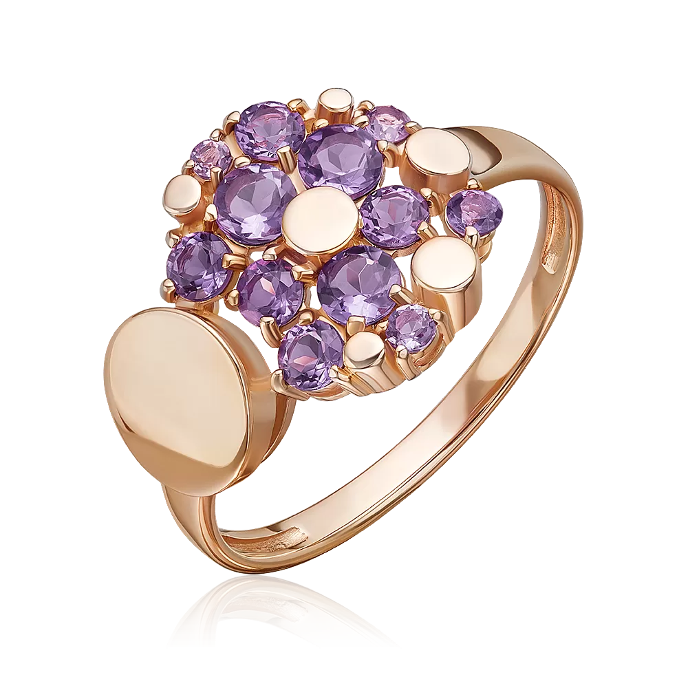 Кольцо из красного золота с аметистами 01-5834-00-203-1110