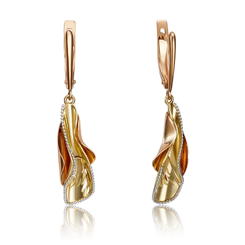 Серьги с английским замком из комбинированного золота 02-4255-00-000-1113-65