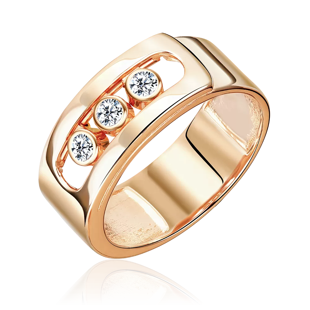 Кольцо из красного золота с фианитами 01-5905-00-401-1110