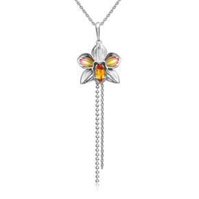 Подвеска «Орхидея» из серебра c цитрином и эмалью 03-3274-00-206-0200-68