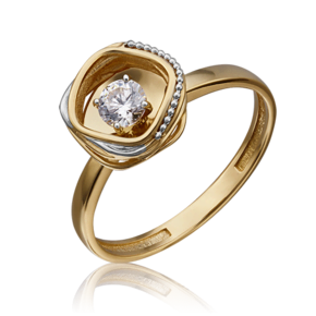 Кольцо из лимонного золота с фианитом 01-5232-00-501-1130-38
