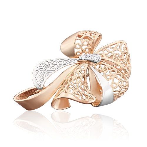 Брошь «Бант» из красного золота с фианитами 04-0171-00-401-1110-48