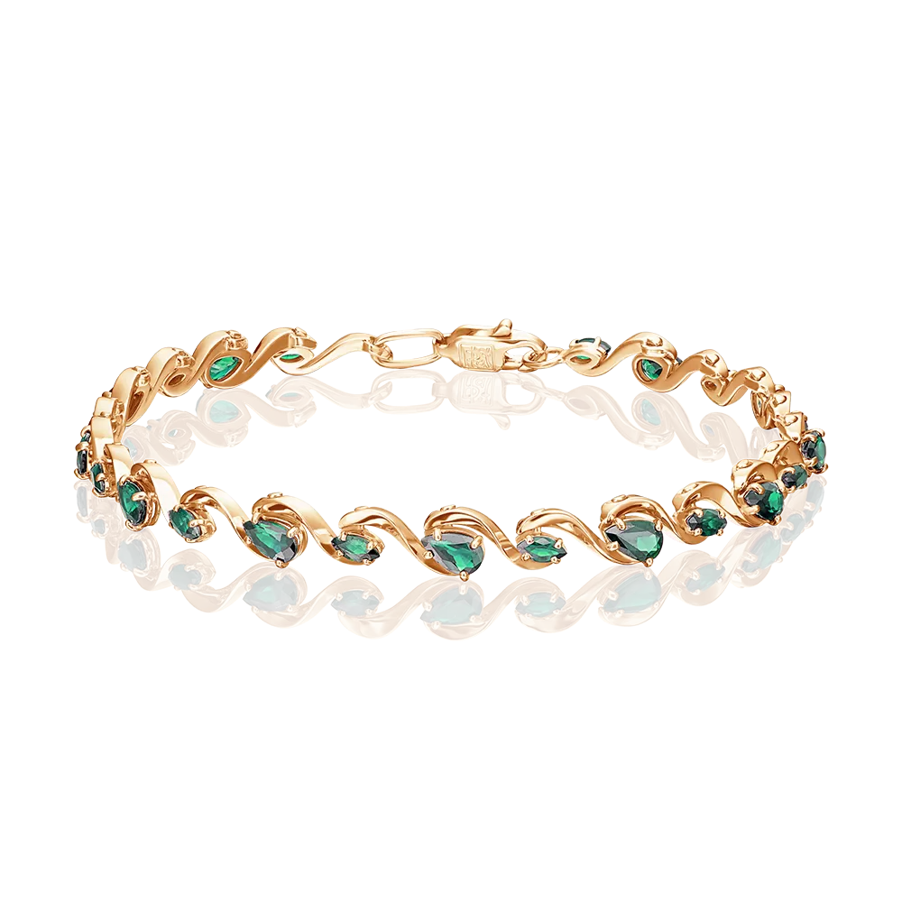 Браслет из красного золота с изумрудами 05-0564-00-103-1110-30