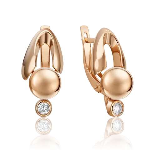 Серьги «Стильная фантазия» из красного золота с натуральным топазом white 02-4840-00-201-1110