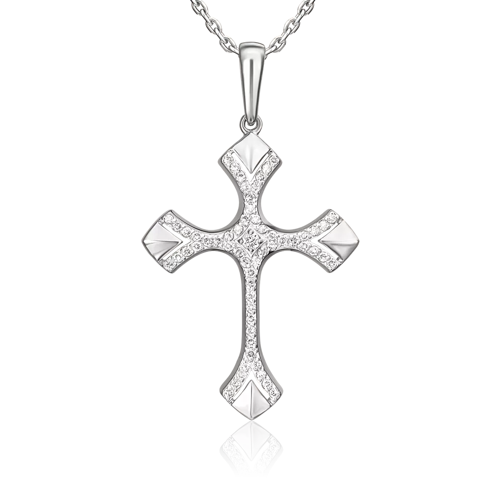 Декоративный крест из белого золота с бриллиантами 03-0475-00-101-1120-30