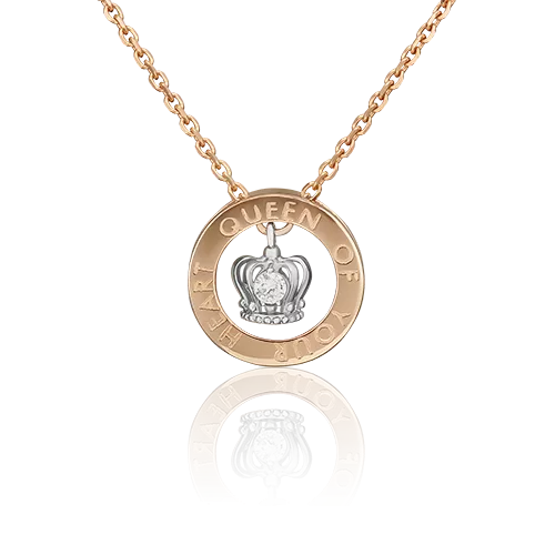 Подвеска-бегунок «Королева твоего сердца» из комбинированного золота с фианитом 03-3125-00-401-1111-03