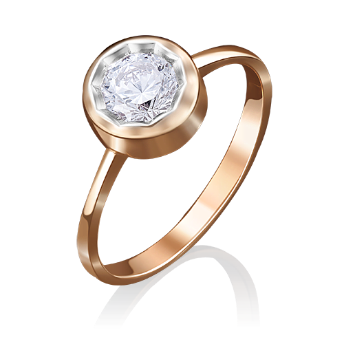 Помолвочное кольцо из красного золота с фианитом 01-4874-00-501-1110-38