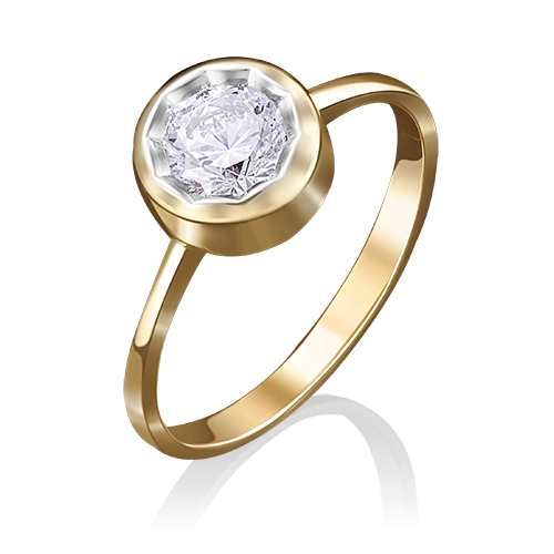 Помолвочное кольцо из лимонного золота с фианитом 01-4874-00-501-1130-38