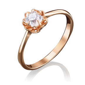 Помолвочное кольцо из красного золота c фианитом 01-4876-00-501-1110-38