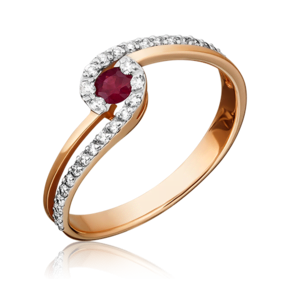 Кольцо из красного золота с рубином и бриллиантом 01-1588-00-107-1110-30
