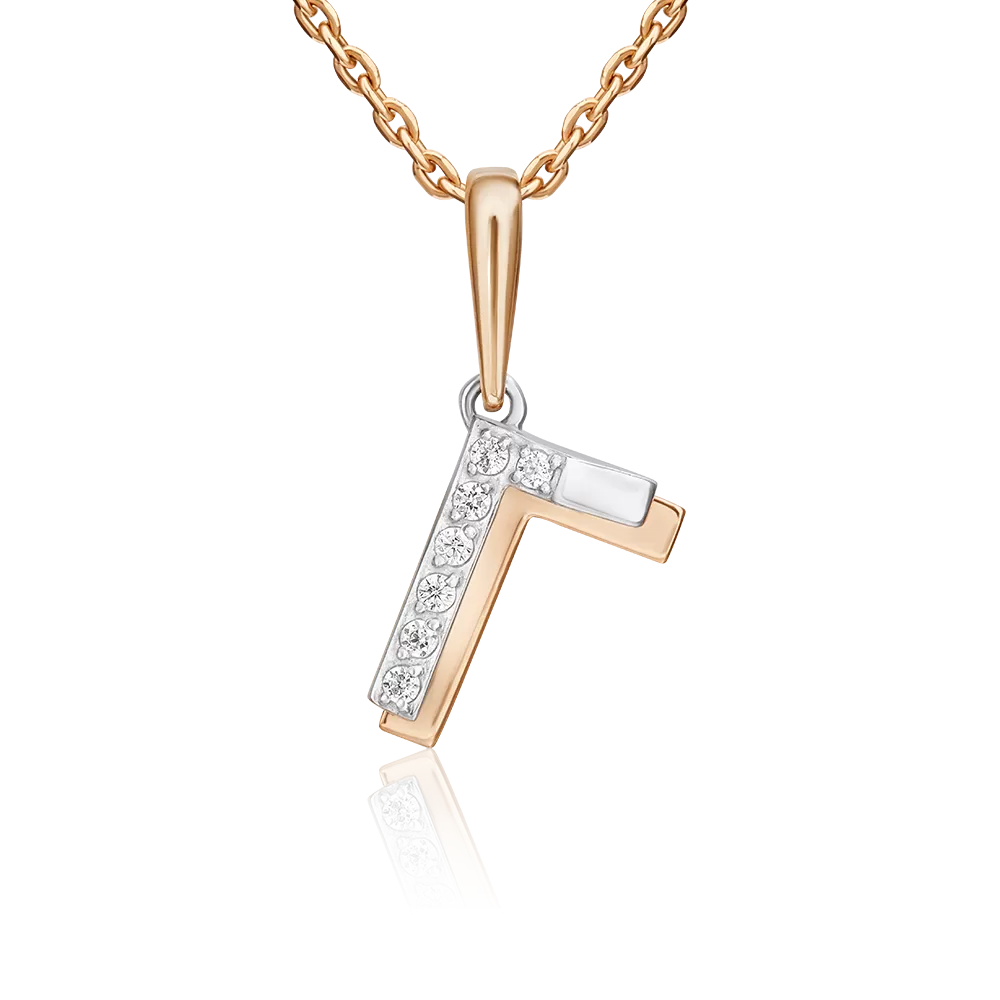 Подвеска «Буква Г» из комбинированного золота с фианитами 03-3418-Г-401-1111