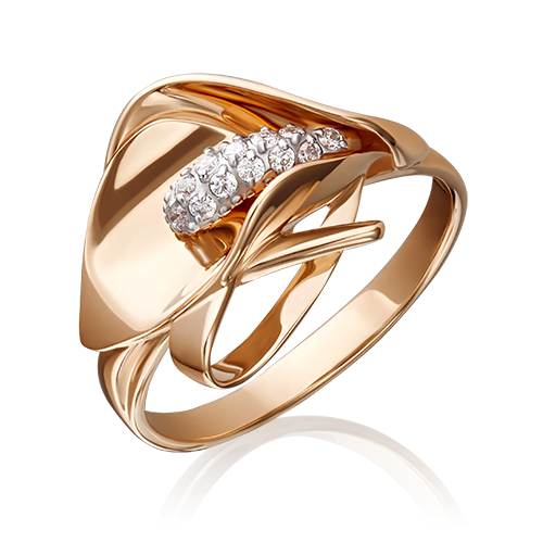 Кольцо «Калла» из красного золота с фианитами 01-5227-00-401-1110-23