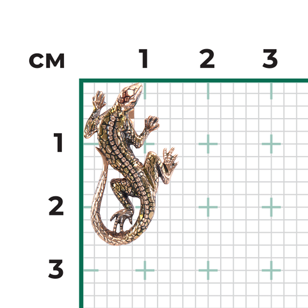 Подвеска «Ящерица» из красного золота с эмалью