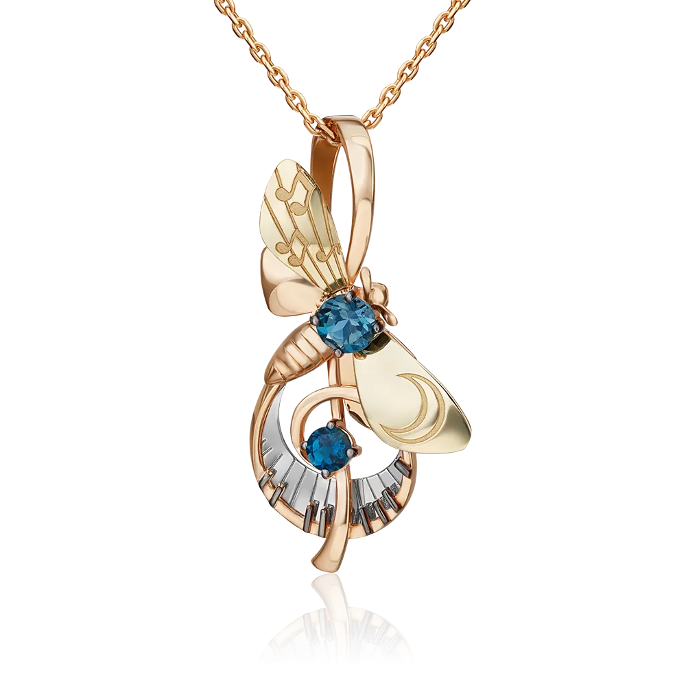 Подвеска «Мелодия ночи» из комбинированного золота с топазами 03-3302-00-201-1140