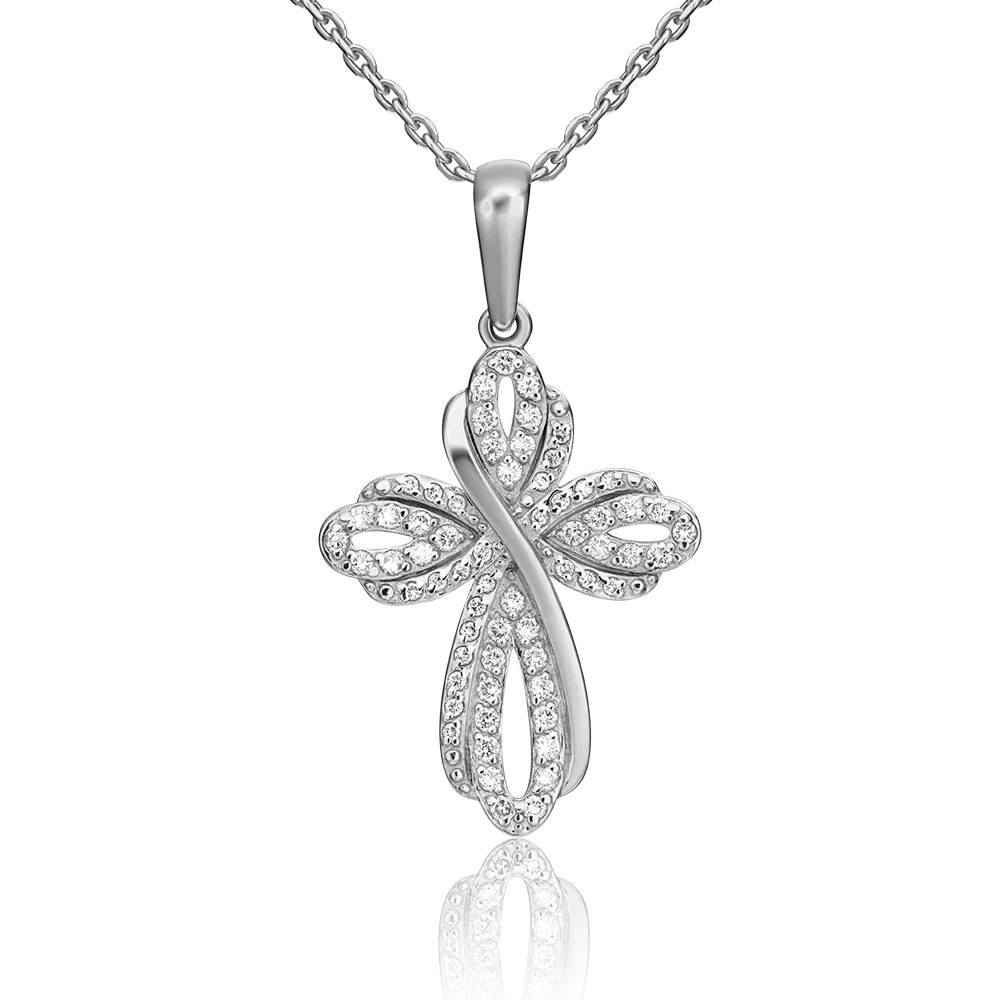 Декоративный крест из белого золота с бриллиантами 03-0445-00-101-1120-30