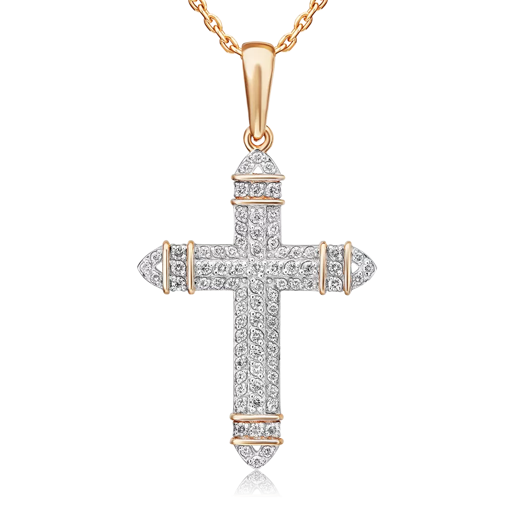 Декоративный крест из красного золота с бриллиантами 03-0454-00-101-1110-30