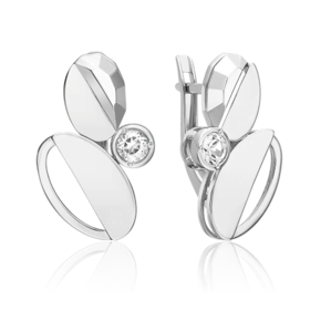Серьги с английским замком из белого золота c натуральным топазом white 02-5034-00-201-1120
