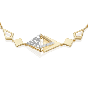 Браслет с принтом «Клетка» из комбинированного золота с фианитами 05-0800-00-401-1121