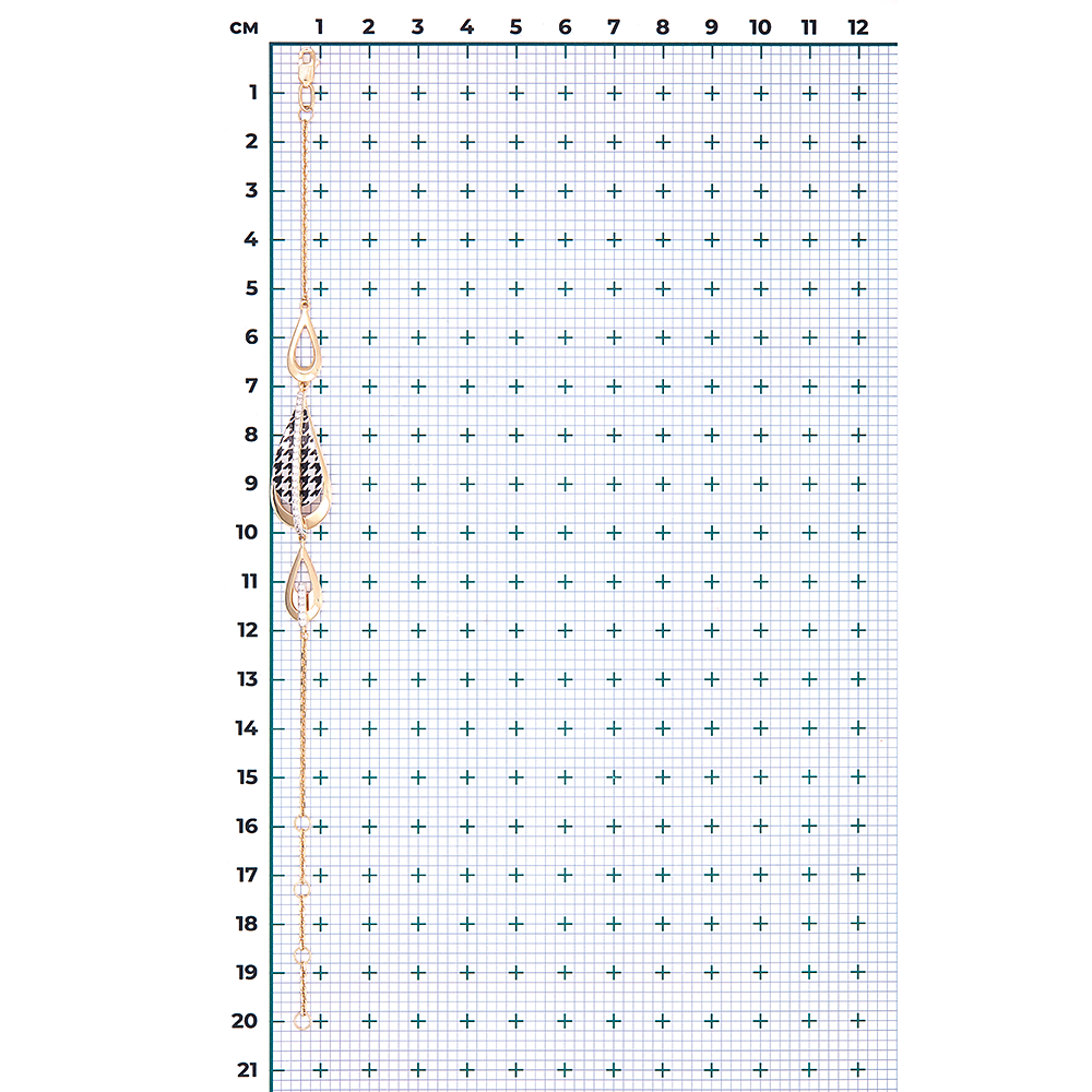 Браслет с принтом «Гусиная лапка» из комбинированного золота с фианитами и  эмалью 05-0806-00-401-1121 купить в интернет-магазине PLATINA