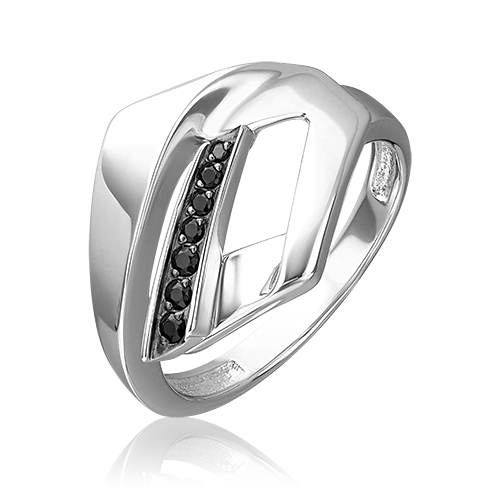 Кольцо из серебра с чёрными фианитами 01-5651-00-402-0200