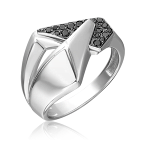Кольцо из серебра c чёрными фианитами 01-5653-00-402-0200