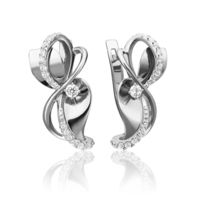 Серьги с английским замком из белого золота c фианитами 02-4331-00-401-1120-24
