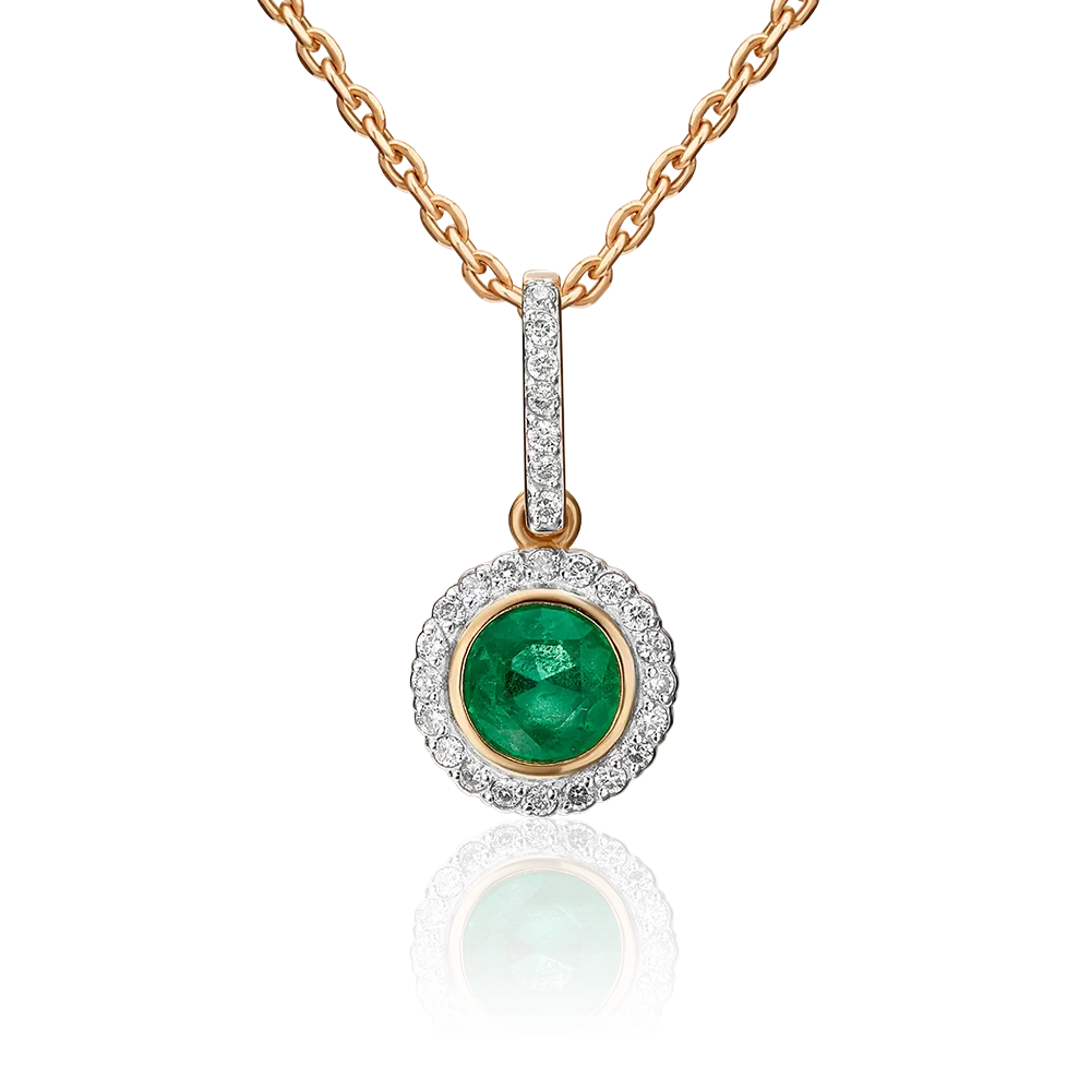 Подвеска из красного золота с изумрудом и бриллиантами 03-0409-00-106-1110-30