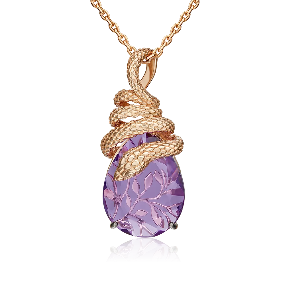 Подвеска «Таинственная змея» из красного золота с аметистом 03-3492-00-203-1110