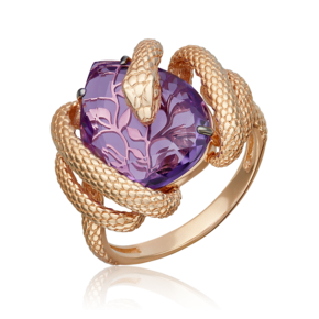 Кольцо «Змея» из красного золота с аметистом 01-5779-00-203-1110