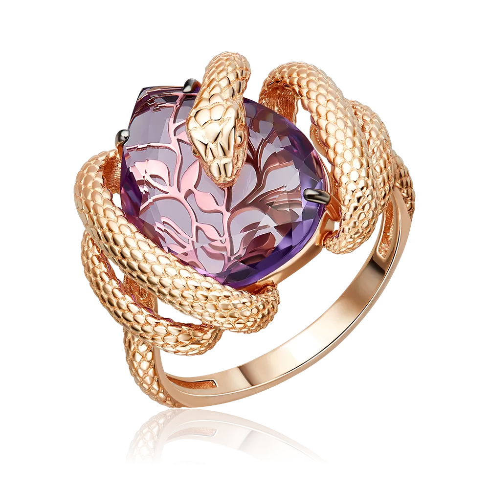 Кольцо «Таинственная змея» из красного золота с аметистом 01-5779-00-203-1110