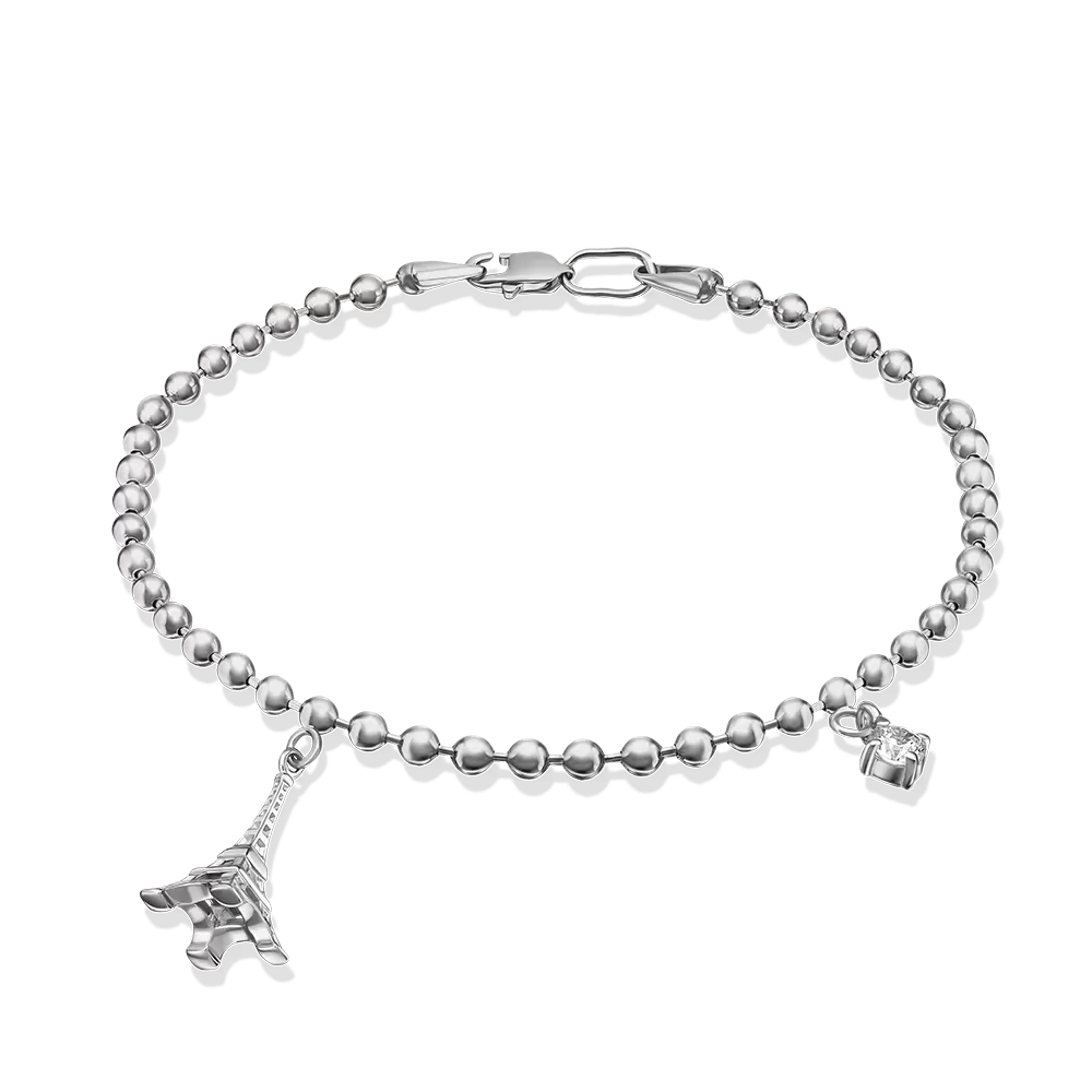 Браслет «Эйфелева башня» из серебра с фианитом 05-0610-00-401-0200-69