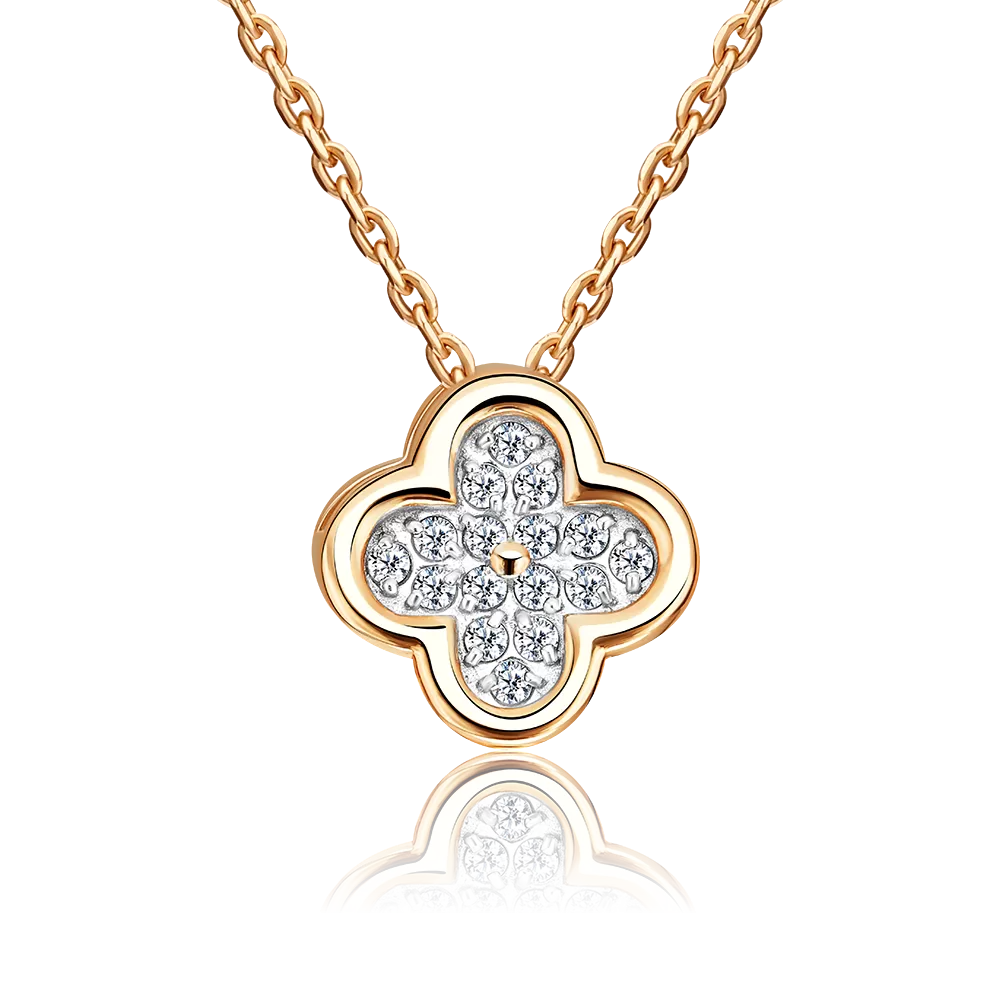 Подвеска-бегунок «Клевер» из красного золота с фианитами 03-3636-00-401-1110